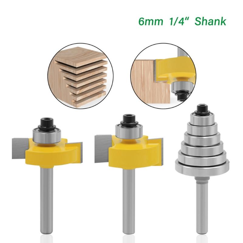 Durable 1/4" Shank 6mm Shank Grooving Milling Cutter with 7 Bearings Woodworking Anti-high Temperature Industry Tools