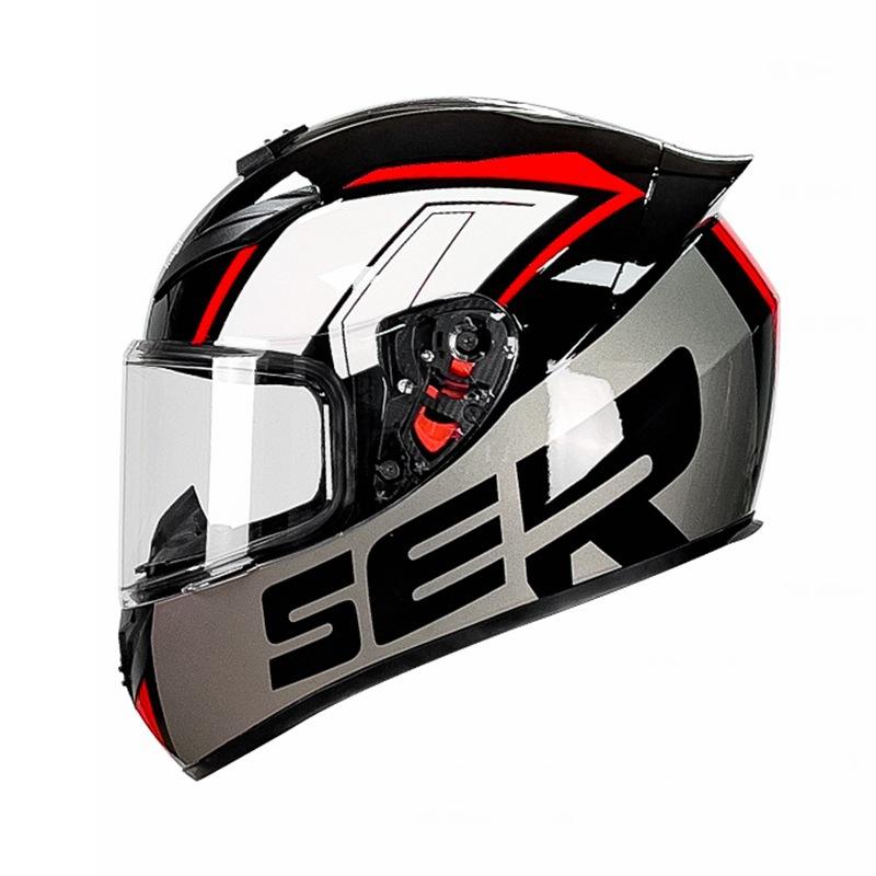 New QK111 Four-Season Full-Face Motorcycle Helmet Unisex Riding Helmet for Adults with Clear or Black Lens Available