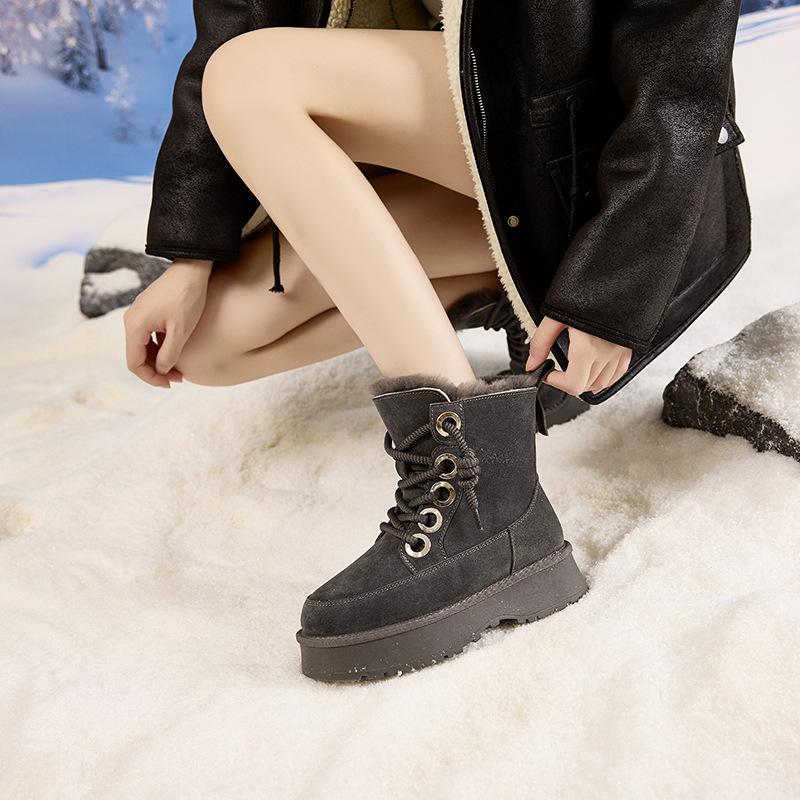 2025 Martin Boots Women's Velvet New Winter Warm Women's Shoes Waterproof and Non-slip Snow Boots Thick Sole