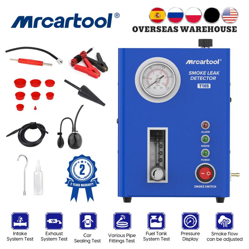 MR CARTOOL T105 Smoke Machine Leak Detector 12V Built in Air Pump Fuel Pipe System Vacuum Test Upgrade Automotive Smoke Machine