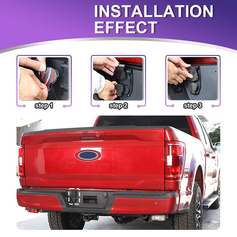 Car ABS  Trailer Outlet Decorative Cover  For Ford F150 2021 Up Exterior Accessories, Carbon Fiber Black