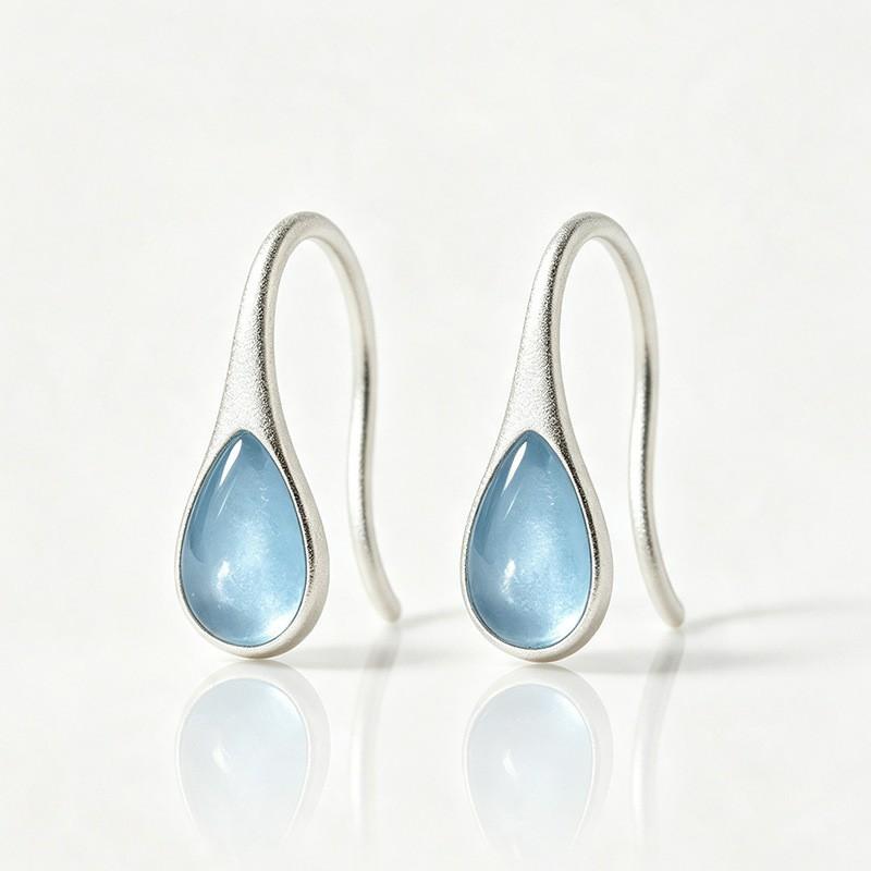 VENTFILLE 925 Sterling Silver Aquamarine Water Droplet Earring for Women Ear Eardrops Versatile Daily Jewelry Gift Dropshipping