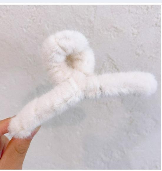 Colorful Large Plush Rectangular Claw Hair Clip for Women's Updo