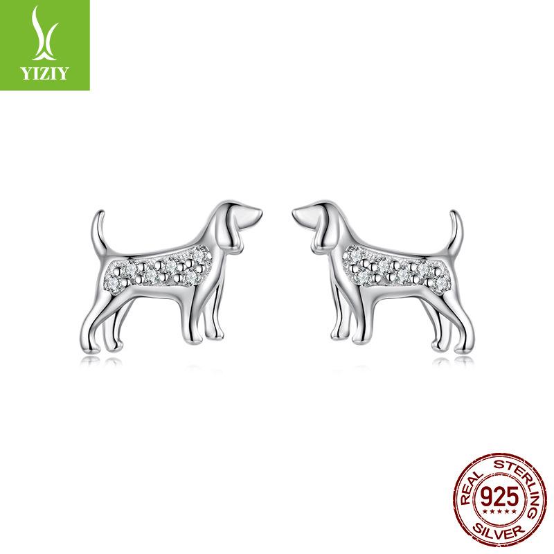 S925 Sterling Silver Golden Retriever Mini Stud Earrings, Exquisite And Cute Little Animal Dog Stud Earrings.