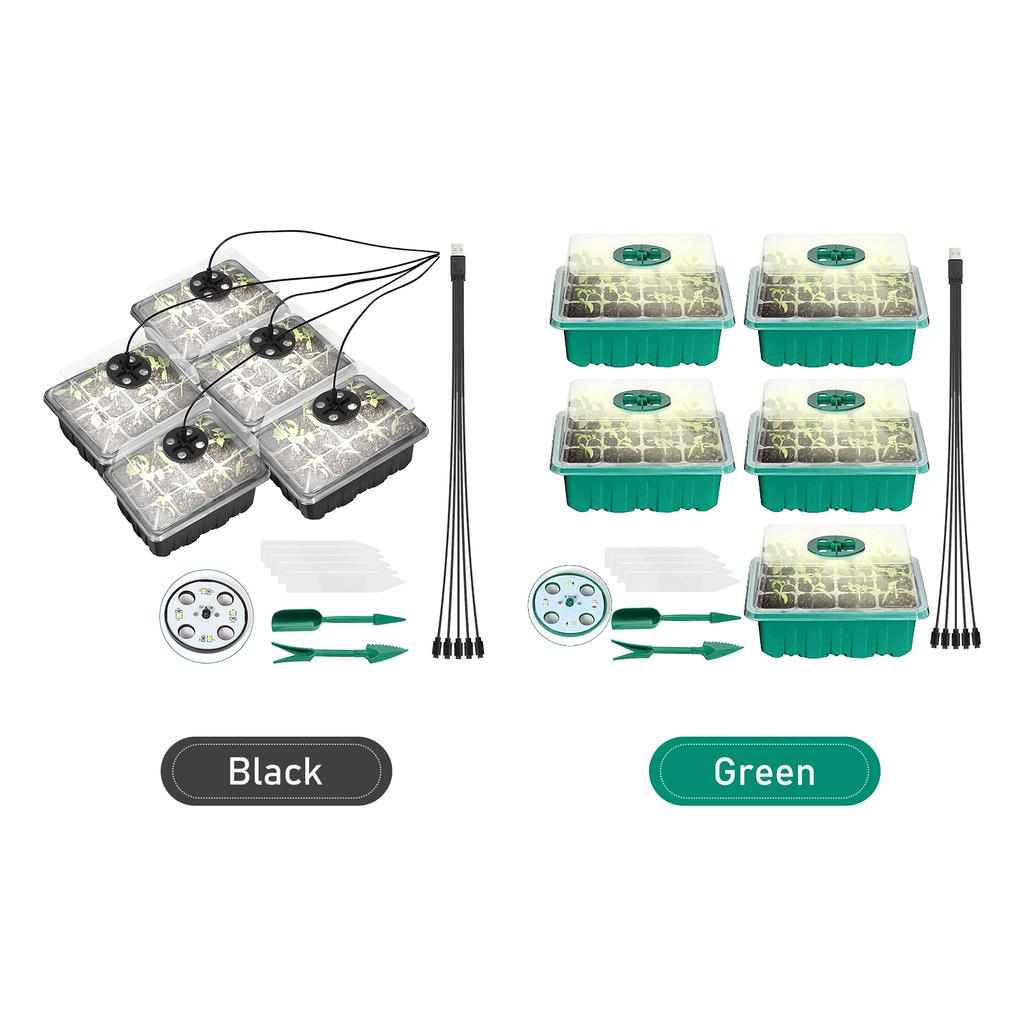 5PCS Plant Seed Starter Tray With Grow Lights for Planting Seeds 60 Seedling Cells Organic Plant