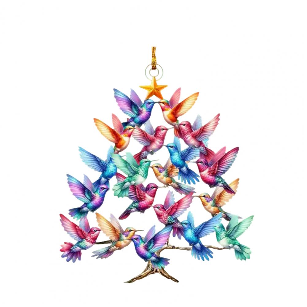 Hummingbird Christmas Ornament Colorful Stack Bird Hanging Decoration Double-Sided Acrylic Tree Ornament for Bird Lovers Gifts