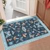 Retro Forest Animal Carpet Dragonfly Mushroom Butterfly Carpet  Home Decoration  Entrance Door Mat  Blue Floral Floor Mat