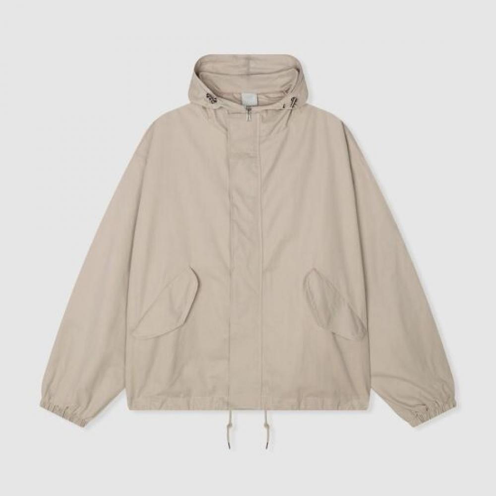 Mizqz Unisex Peach Wash Overfit Pin Tuck Half Hoodie