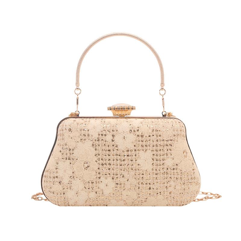 Luxury Polyester Fiber Evening Bags Rhinestone Chain Banquet Bag Clutch Handbag Women