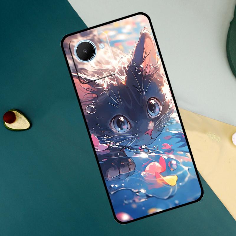 Funny Cute Cat For Realme C67 C53 C55 C75 C71 C61 C33 C63 C51 C65 11 12 13 14 15 Pro Plus GT6 GT7 Pro Case