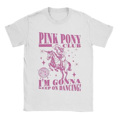 Chappell Roan Pink Pony Club 100 Cotton T-Shirt For Men Summer  Vintage T-Shirts Crewneck Hippie Tees Oversize Pattern Tops