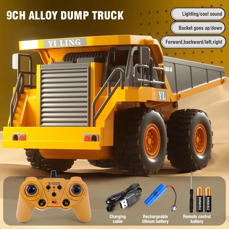 Rc Truck Children Alloy Remote Control Car Toys for Boys Radio Control Excavator Dump Truck Bulldozer Electric Car Gifts with Lighting Sound Effects