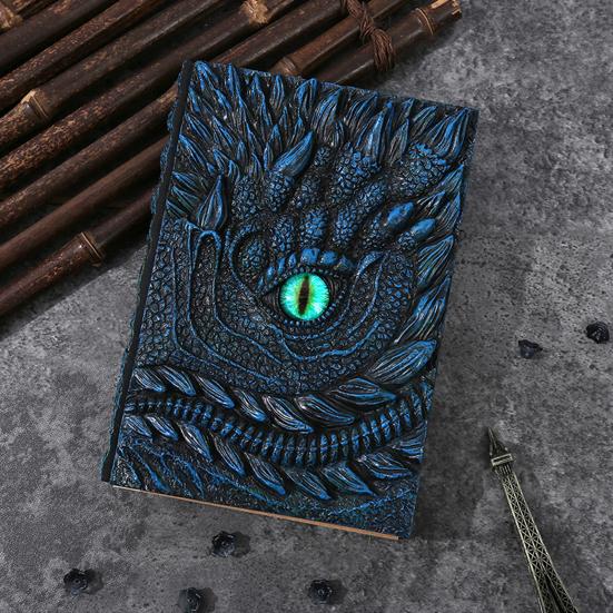 Dragon Eye 3D Embossed Journal Refillable Travel Notepad Vintage Blank Pages Notebook for Sketching Calligraphy