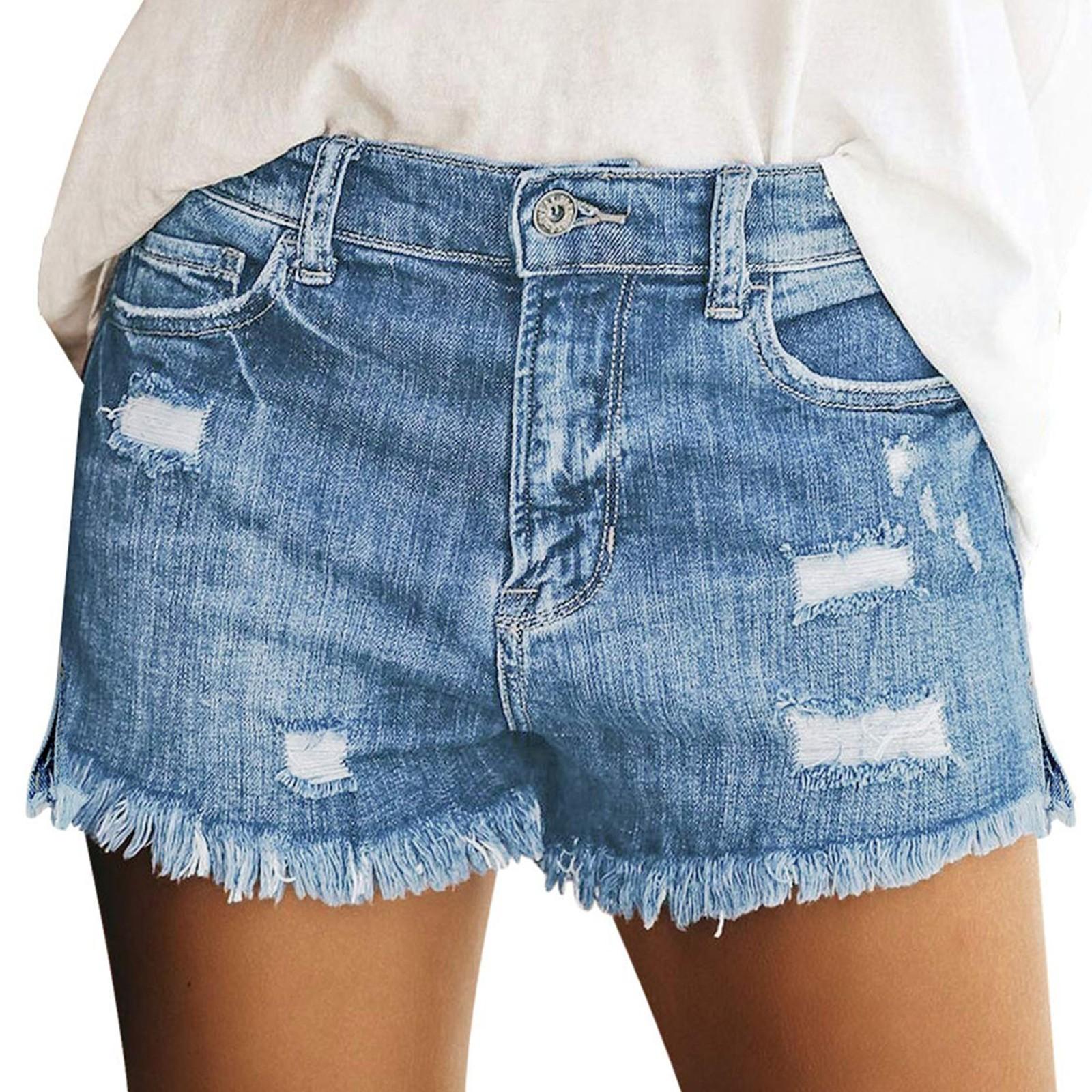 

Женские джинсовые классические универсальные модные шорты с высокой талией XL светло-синий