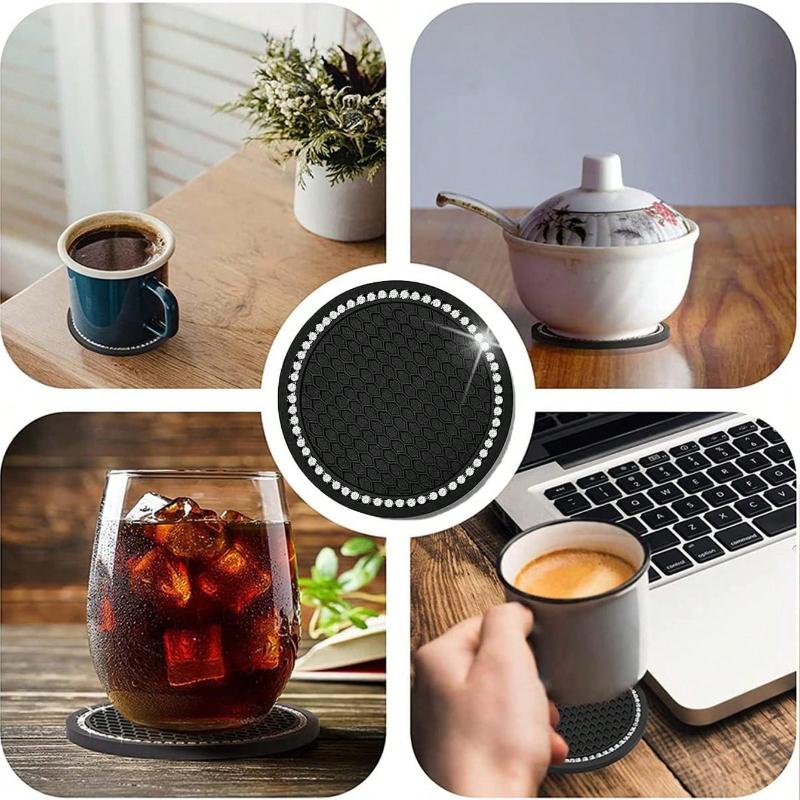 1pc/2PCS Car Cup Coaster, Bling Cup Holder Insert Coasters,Universal Auto Non-Slip Cup Holder Embedded in Ornaments Silicone Coaster