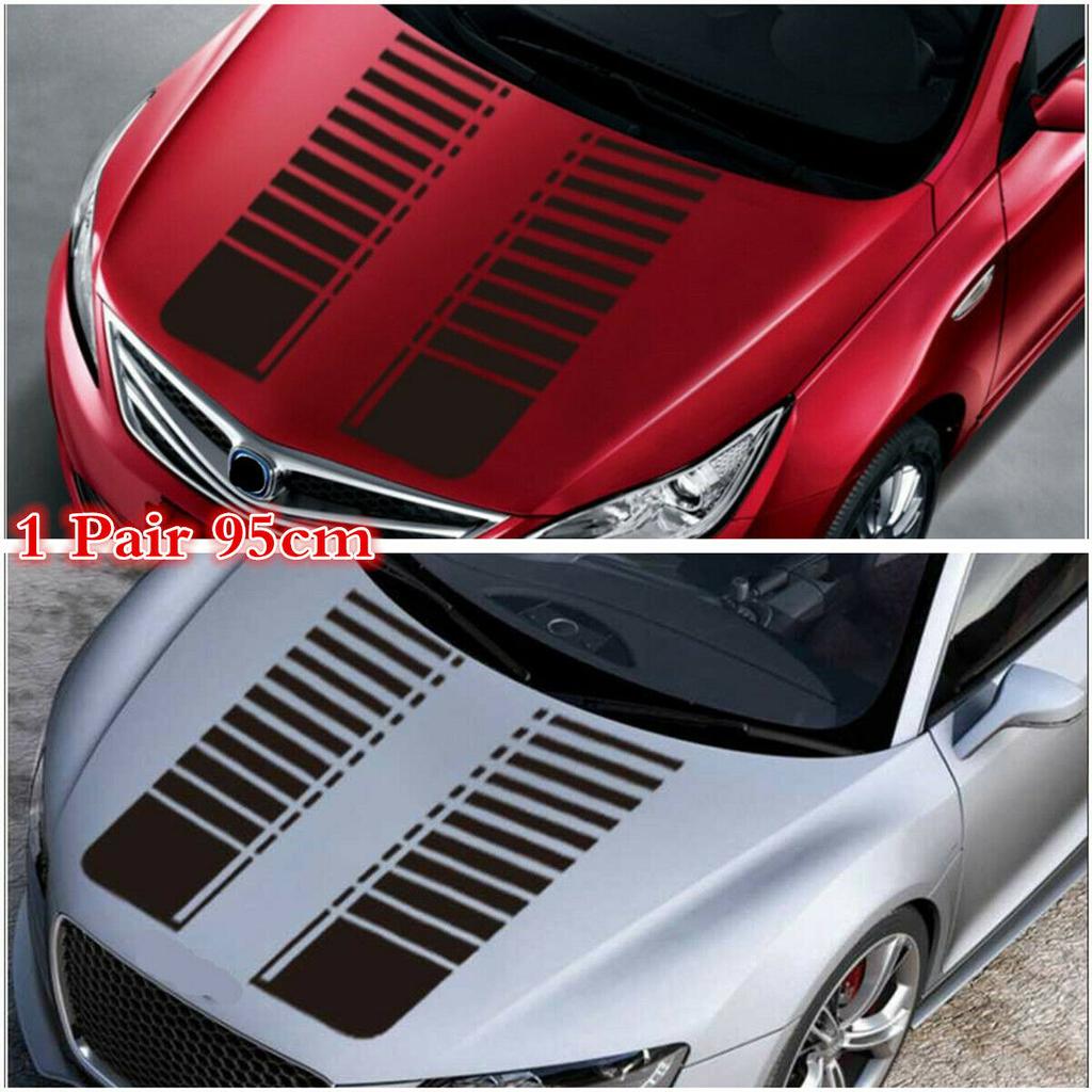 2PCS Black Racing Car Hood Stripe Decal Auto Vinyl Bonnet Sticker Accessories 2PCS Black Racing Car Hood Stripe Decal Auto Vinyl Bonnet Sticker Accessories