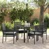 VidaXL 5-Piece Garden Dining Set with Cushions In Black Poly Rattan 3379864