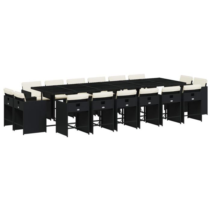 VidaXL Ensemble à manger de jardin 17 pcs coussins noir résine tressée 3278009