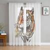 Tiger Watercolor Tulle Curtain Home Office Window Decor Bedroom Kitchen Balcony Modern Sheer Curtain