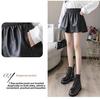Women's 2023 Autumn/Winter PU Leather A-Line Shorts, High Waist, Loose Fit, Casual Slim Boot Style