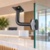 2-Piece Glass Support Hardware Set for Stair Rail, Featuring a Black Finish and Fixed-Plate Form for Mounting Tasks