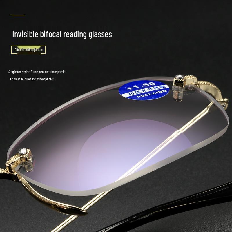 Randlose Bifokalbrillen für Männer & Frauen: Blaulichtfilternd, Ermüdungshemmend, Modisch, Bequem und Elegant für Altersweitsichtigkeit.