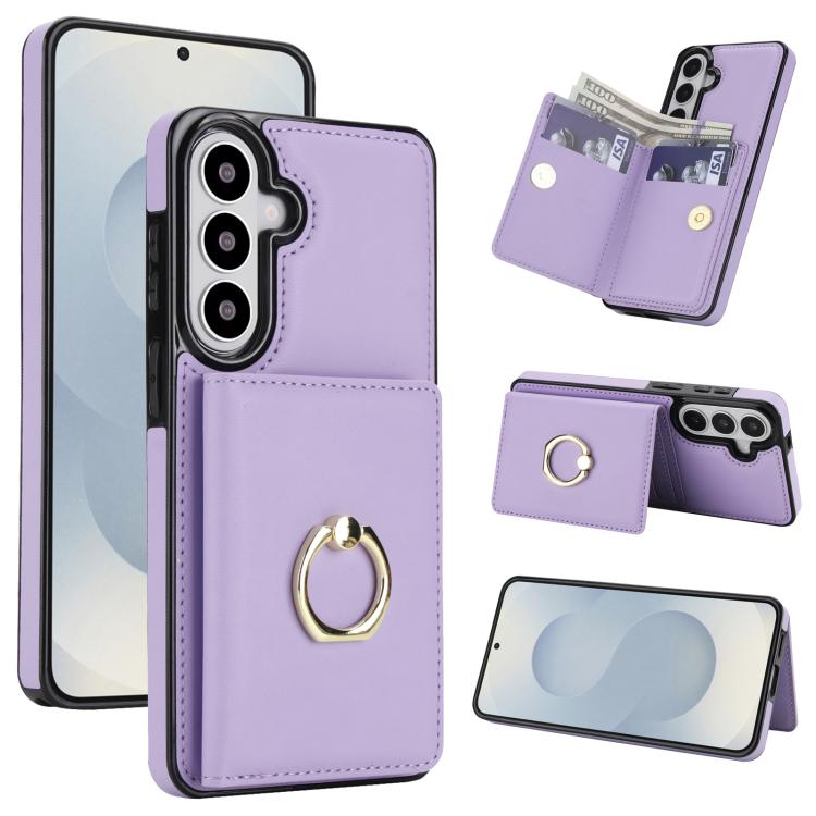 RFID Anti-theft Ring Holder Card Slot Phone Case For Samsung Galaxy S26+ 5G, PU Leather Shockproof Protective Cover