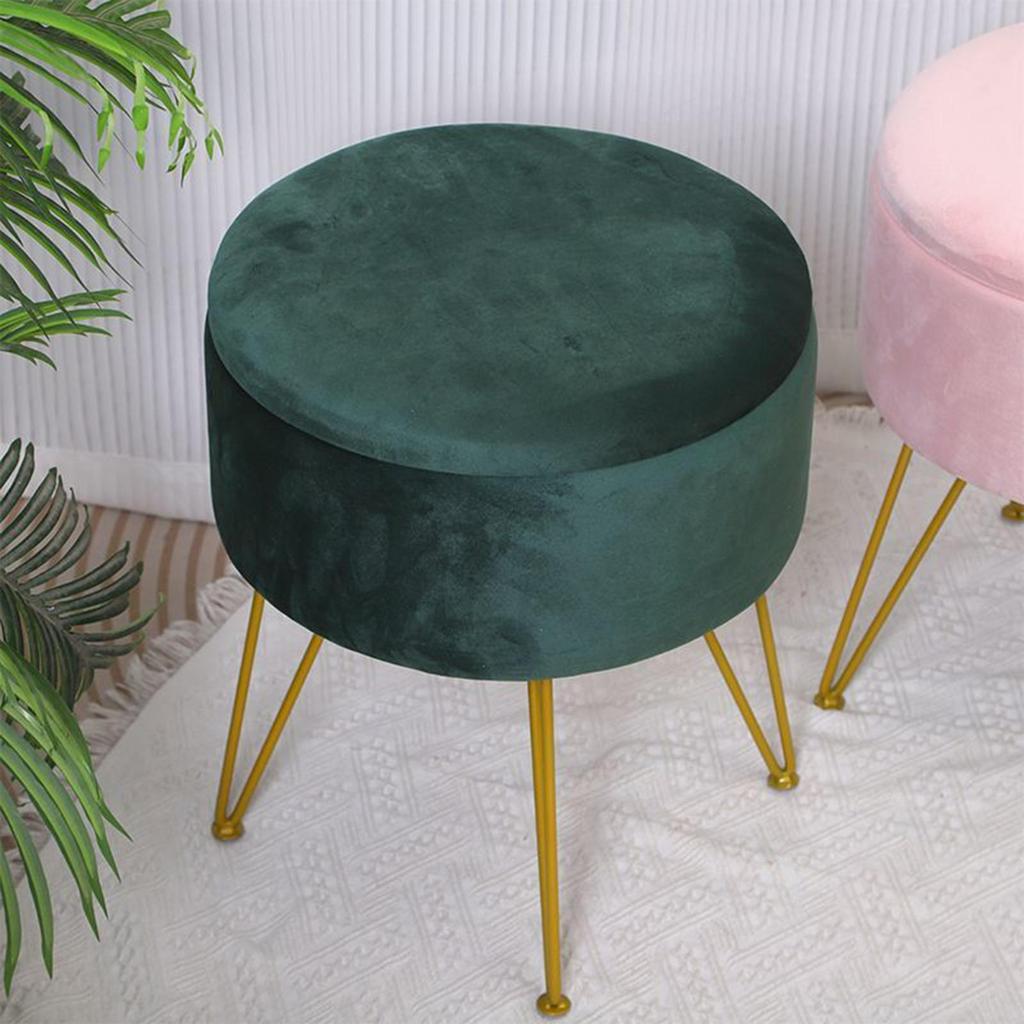 Vanity Stool with Golden Metal Leg Soft Accent Chair Multipurpose Footrest Stool for Office Dressing Room Hallway Bedroom Vanity