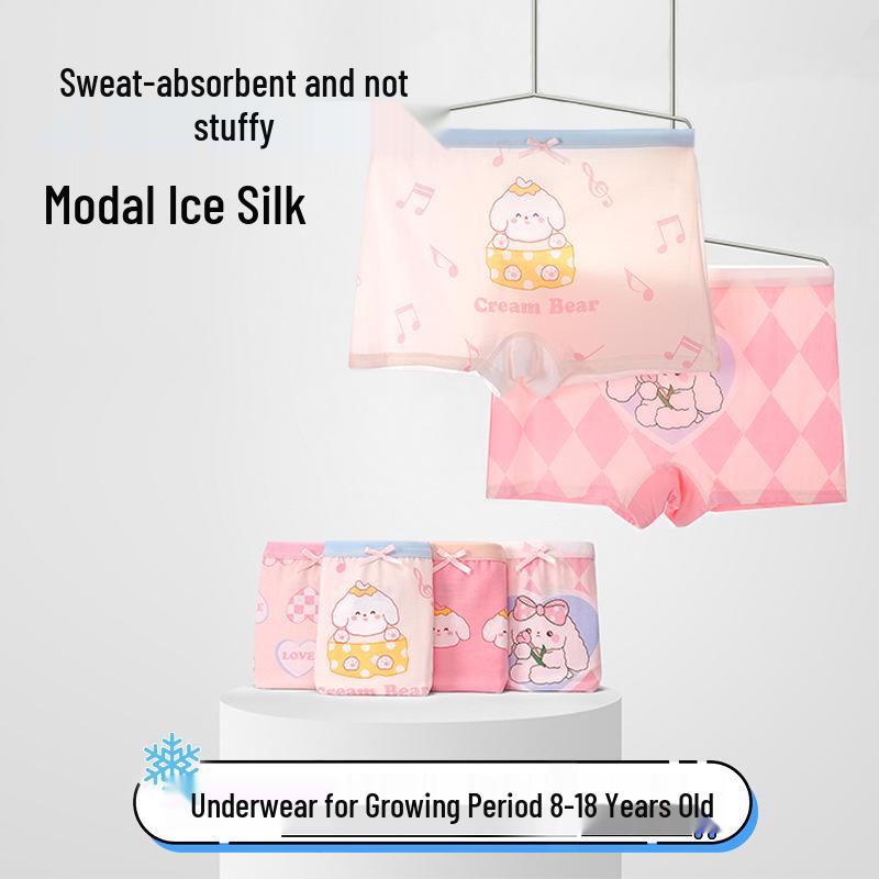 Girls' Plus Size Pure Cotton Safety Shorts - Junior High, Puberty-Friendly Four-Corner Briefs