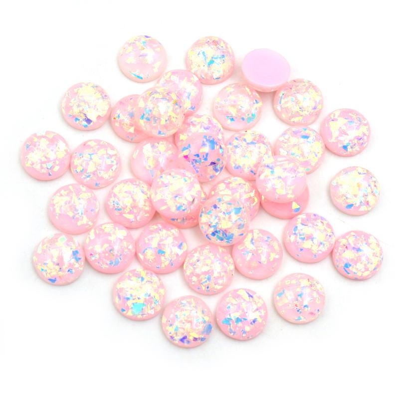 40 Stück Mode Neu 12mm Eingebaut Goldfarbe Metallfolie Flache Rückseite Harz Cabochons Cameo Kuppel DIY Schmuckzubehör