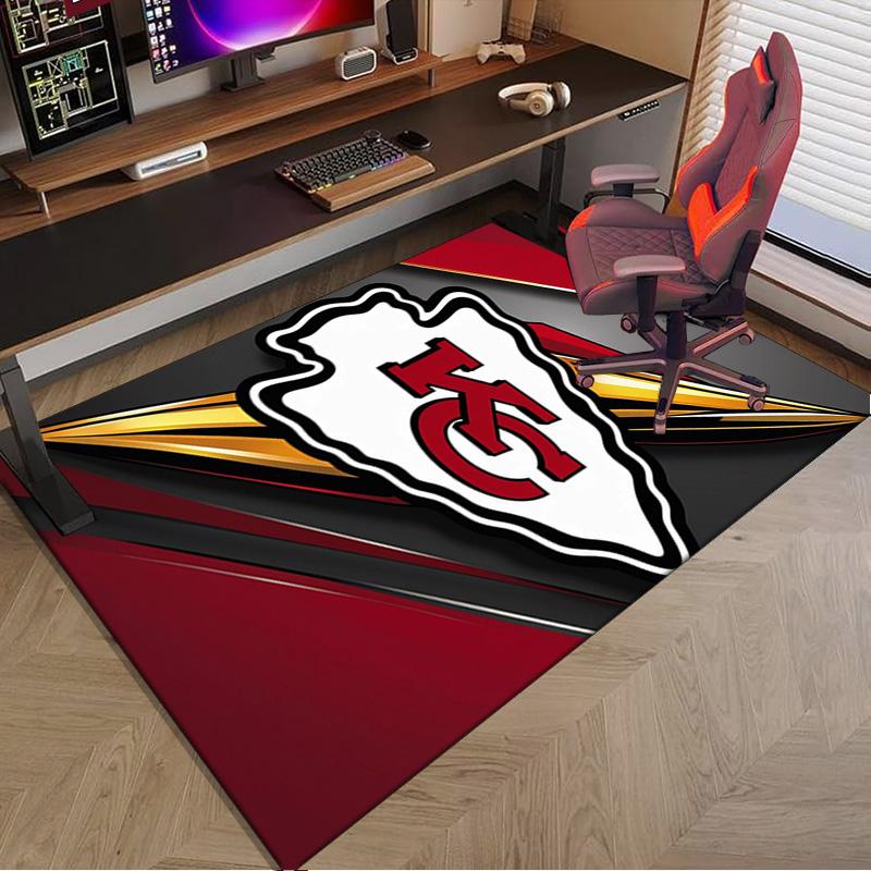 Stadt Chiefs Emblem Bedruckter Teppich für Büro, Stuhlunterlage, Dekorativer Teppich Bodenmatte, Große Größe Fan Geschenke Weihnachtsgeschenke