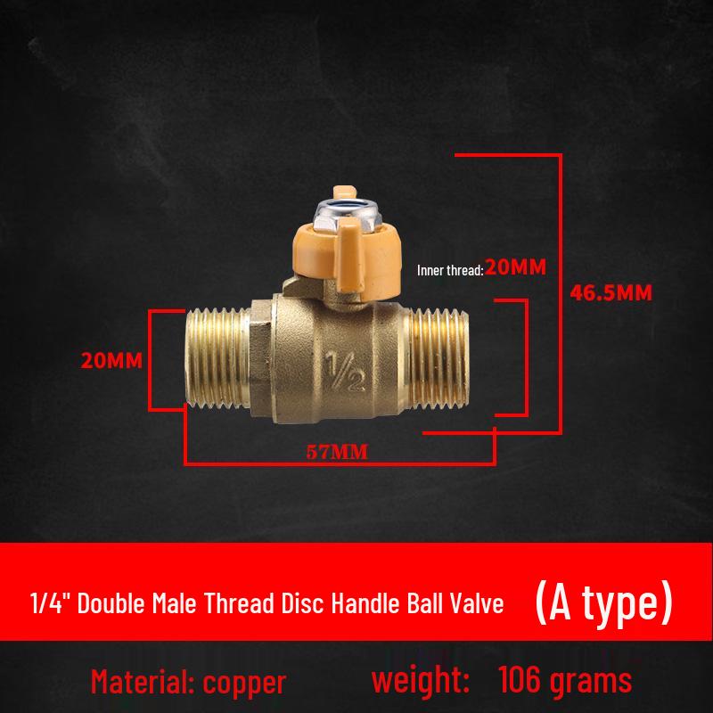 Thickened Double Male Thread Gas Valve for Natural Gas, 4-Point