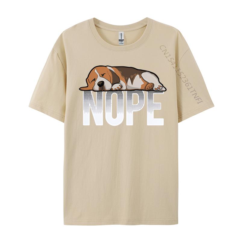 Beagle Dog Nope Vintage Tshirt Mens All Cotton Loose Fitting Oversized Tshirt Top Grahpic Tee Shirt