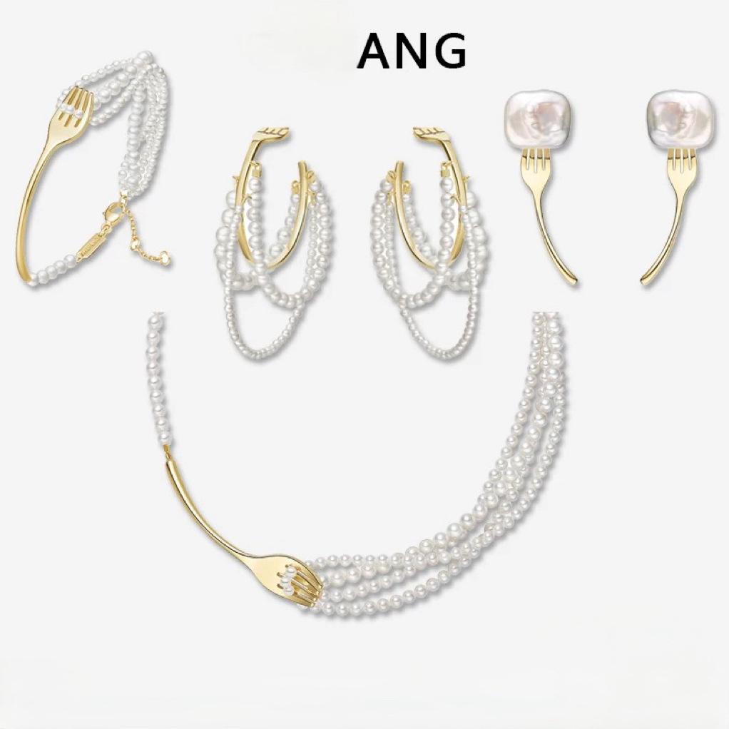 HEFANG Cotton Candy Pearl Necklace - Elegant Collarbone Chain