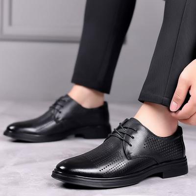 Summer Men's Business Hollow Leather Shoes Men's Genuine Leather Formal British Wedding Shoes