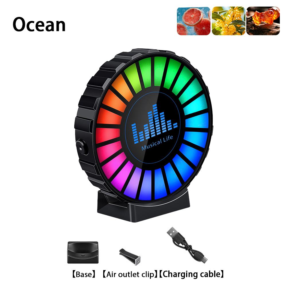 2-in-1 Car RGB Music Rhythm Lamp With Aromatherapy Sound-Activated Light Rechargeable Vent Clip Car Fragrance Ambient Light