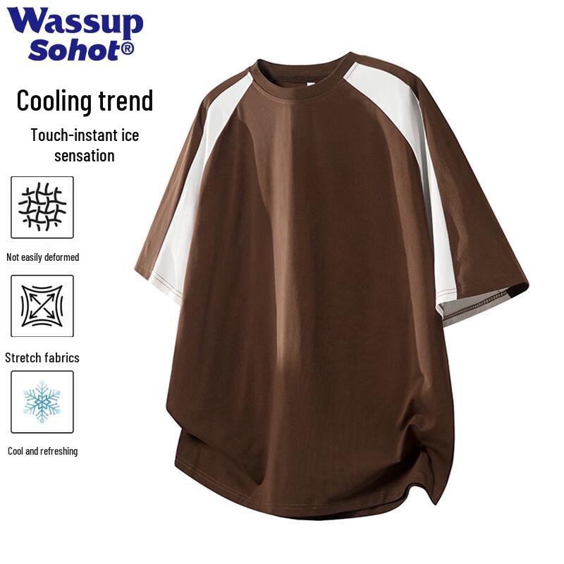 Wassup Sohot Men's Retro Spliced Cooling Short Sleeve T-Shirt