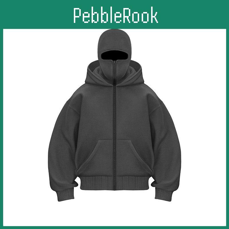 Y2k Harajuku Double Hat Gothic Design Sportswear Winter New Hoodie Ninja Mask Loose And Versatile Winter Windproof Hoodie