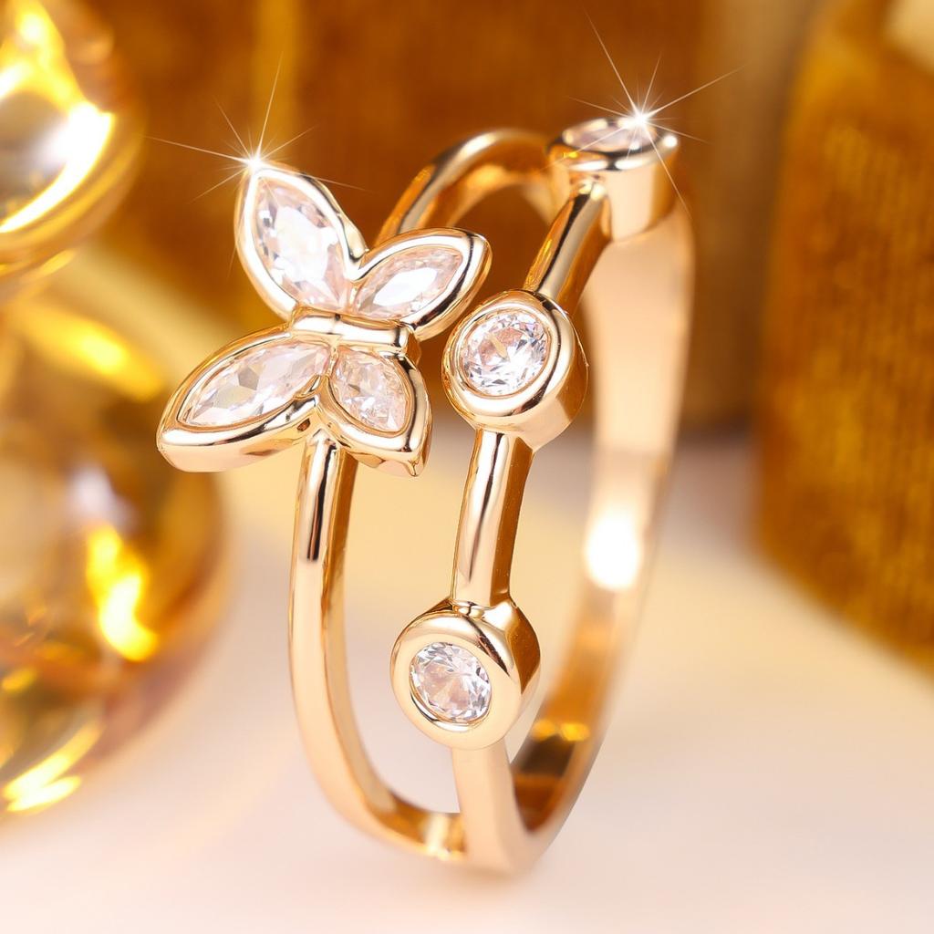 European and American Style Butterfly Zircon Ring  Exquisite and Luxurious Accessories for Trendy Influencers