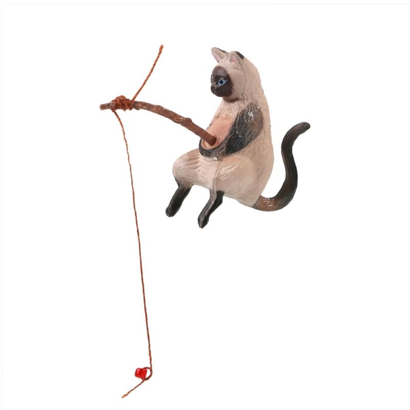 Mini Aquarium Fishing Cat Ornament Aquarium Fish Tank Landscaping Small Cartoon Cat Statue Interesting Miniature Fishbowl Decor