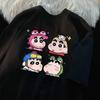 Kawaii Crayon Shin-chan T Shirt Hip Hop Washed Short Sleeve Harajuku T-Shirts Anime Men Women Tops Streetwear Summer Tee Shirt