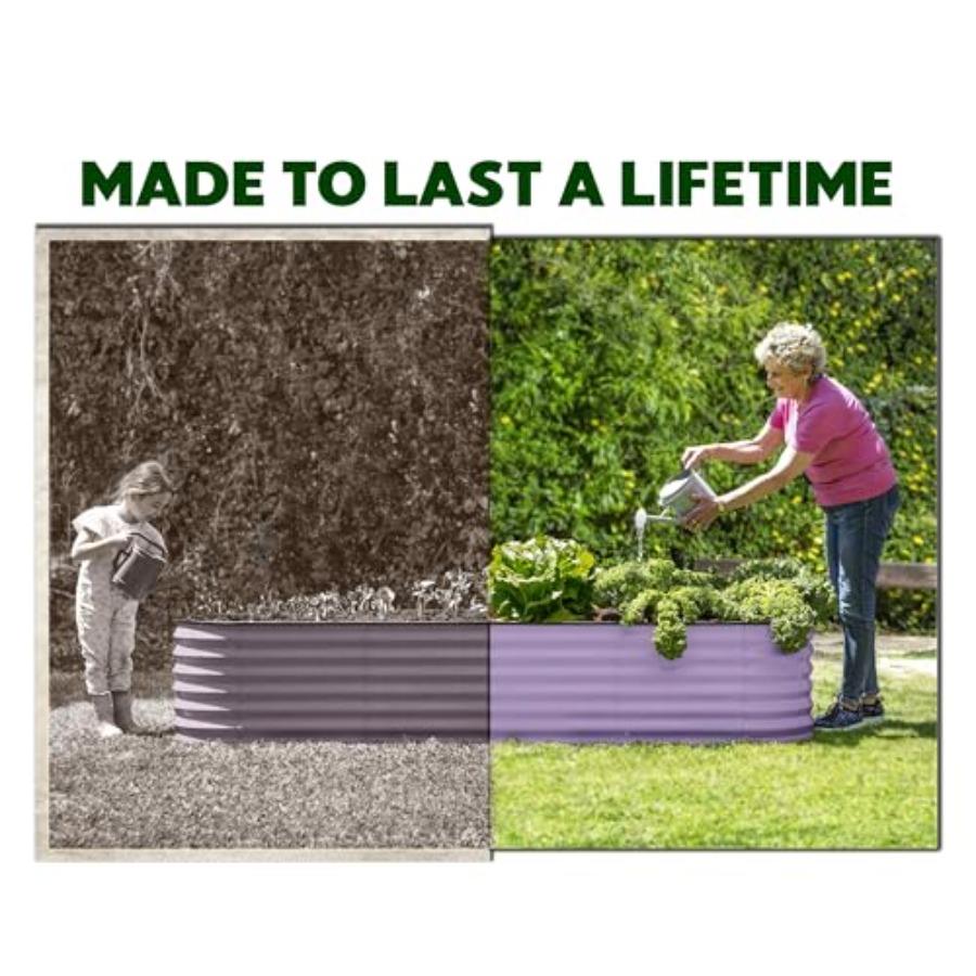 9-in-1 Galvanized Steel Raised Garden Bed 8×2×1.5 Ft Modular Planter for Gardening Vegetables Flowers 18 Tall Metal Raised Gard