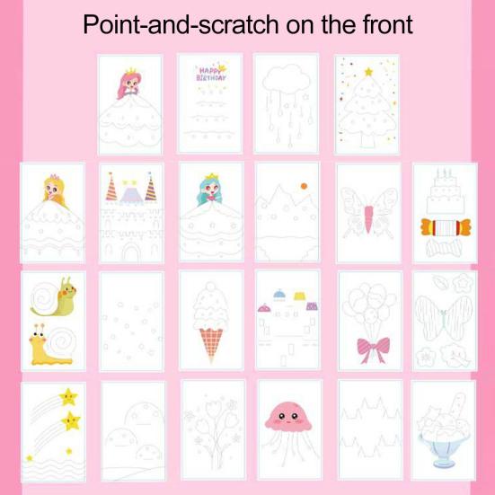 1 Set Squeegee Art Kids Paint Kit DIY Rainbow Scratch Painting Crafts