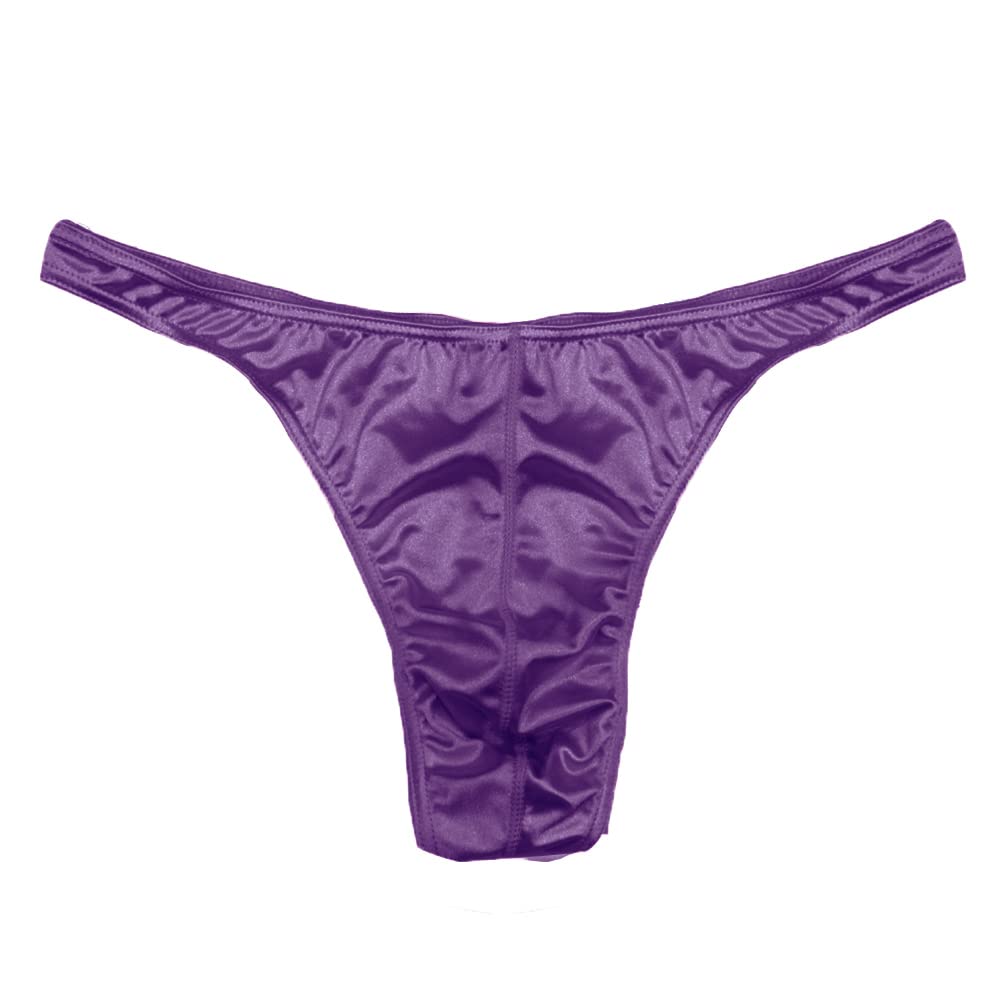 MIERSIDE Silk Satin Glossy Sexy Briefs Men's 4-Piece Underwear, T-Back, Men's (Size M, 0806-1)
