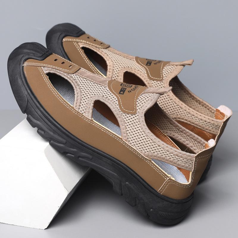 

Новые дышащие мужские сандалии с открытым носком, сетчатые туфли с полыми отверстиями, легкая повседневная пляжная обувь 47