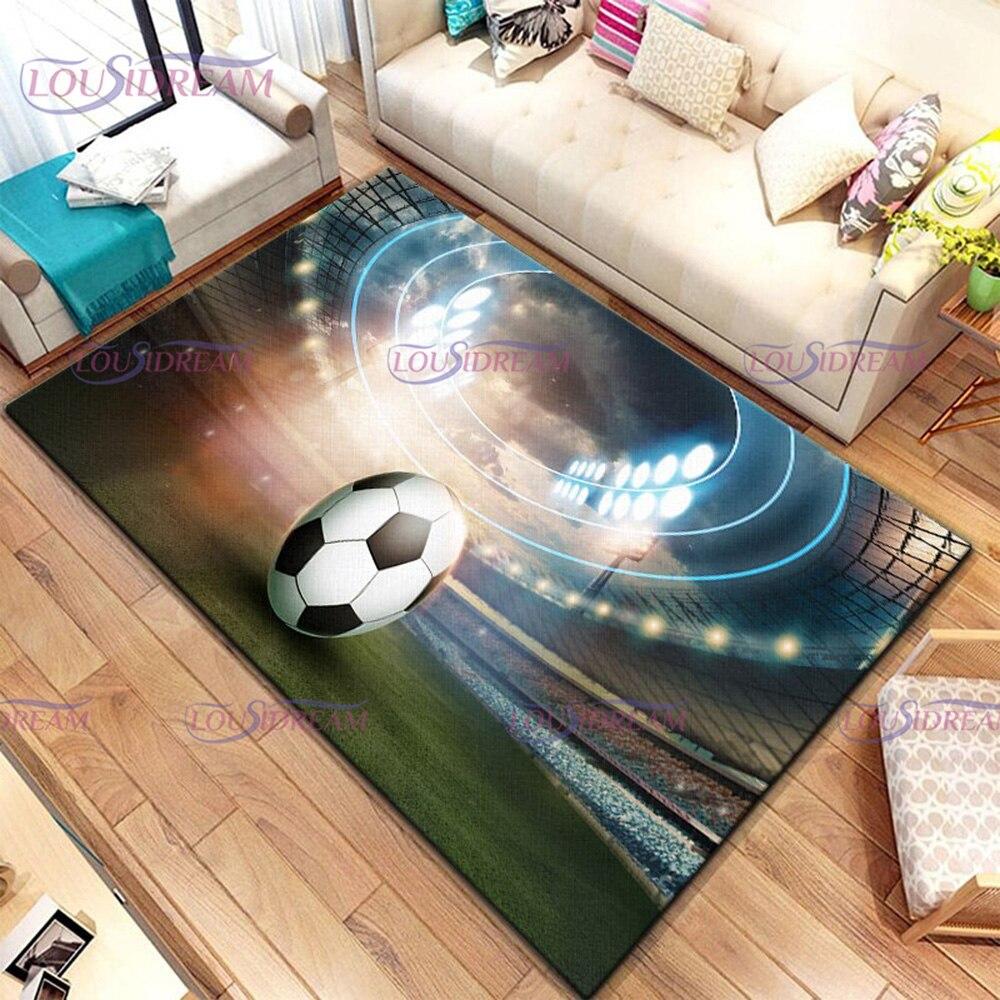 3D-Fußball-Fußball-Bilder-Teppich, Fußballfeld-Druck, Teppiche für Schlafzimmer, Wohnzimmer, Teppich, Hauseingang, Fußmatte, Kinderzimmer-Teppich