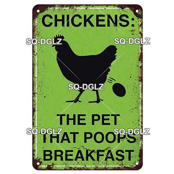 SQ-DGLZ Placă metalică vintage de avertizare Ouă de găini Placă de tablă Placă pentru magazin Home Bar Decor de perete Autocolant Placă de decorare Poster