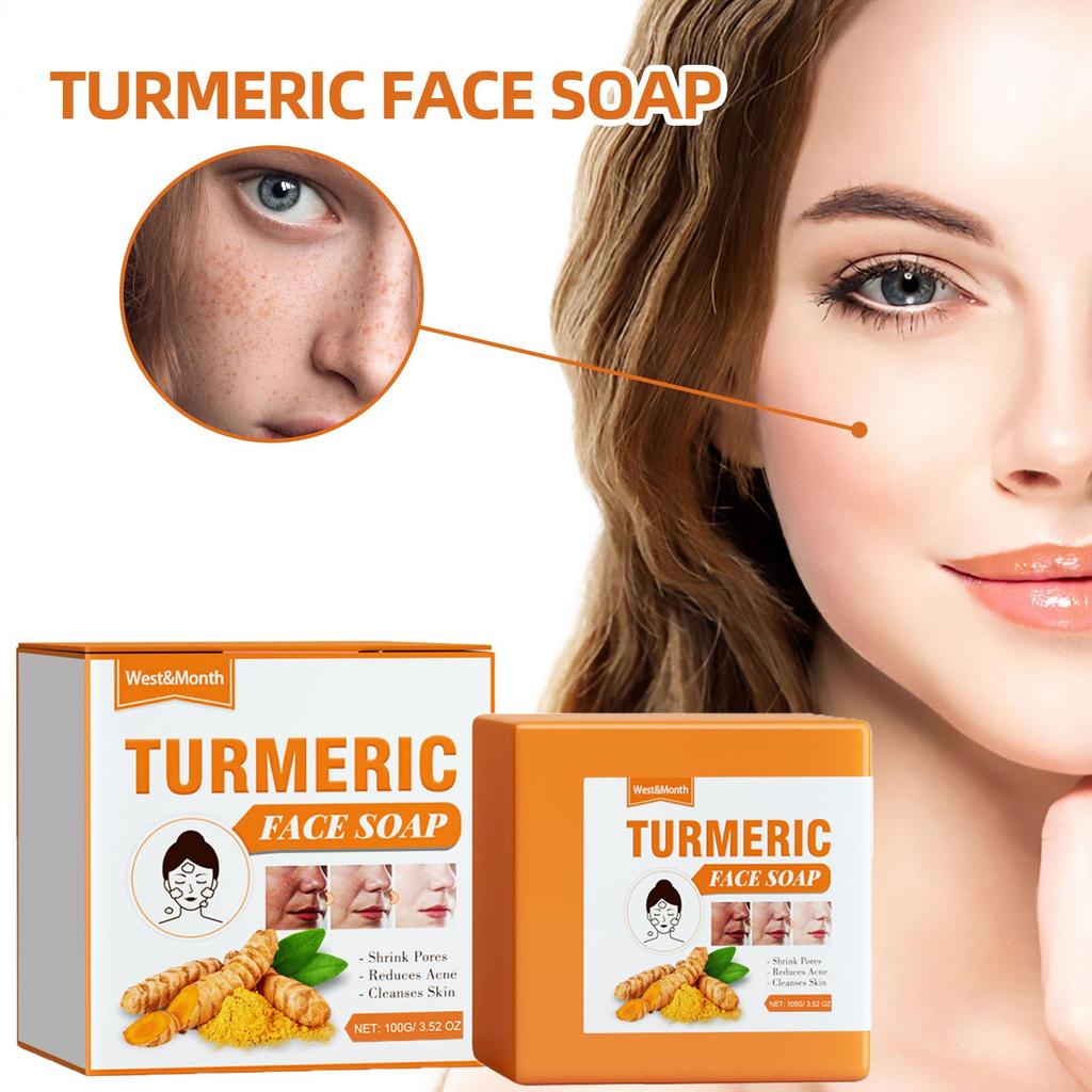 100g Turmeric Face Soap Facial Repair Gentle Cleansing Blemish Reduction Smoothing Fine Lines Cleansing Soap