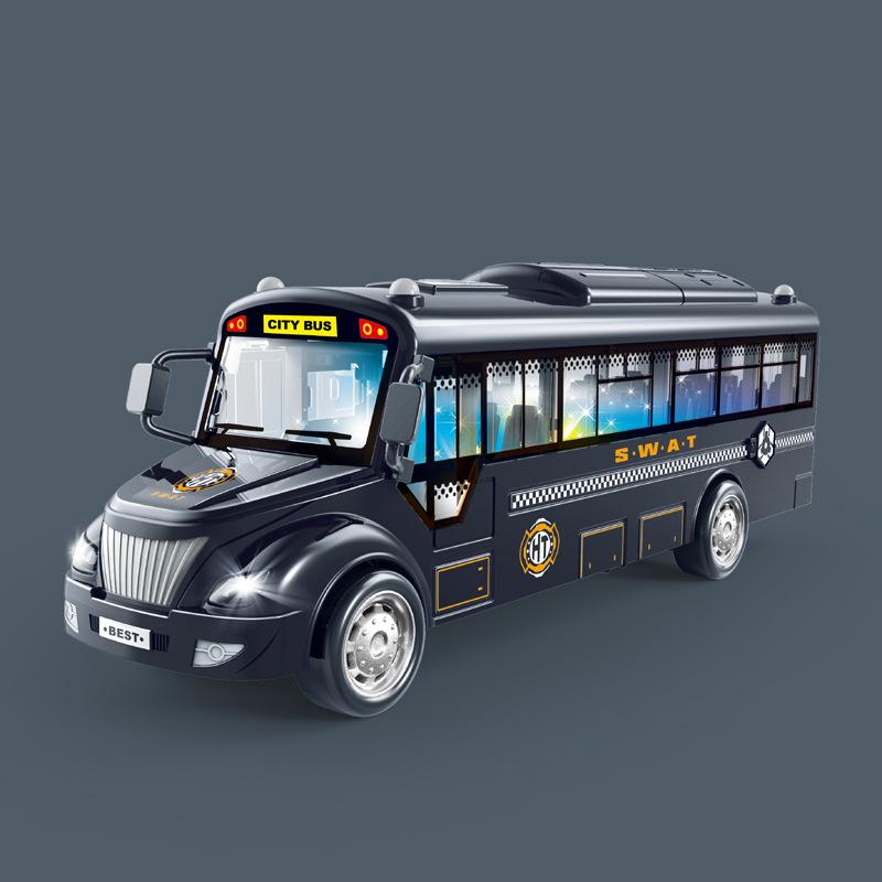 Public Bus Plastic Playset With Sound And Light Function Kids Model Simulation