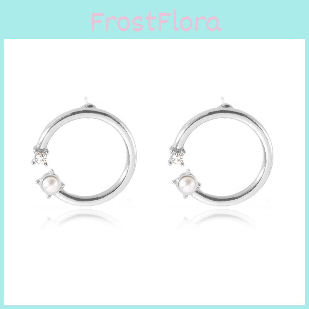 Elegant Alloy Round Pearl And Diamond Stud Earrings Trendy Fashion Jewelry